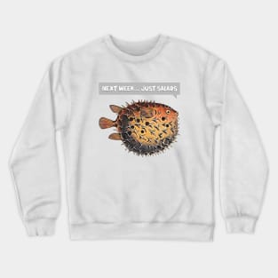 Blowfish drawing / "Next week just salads" Crewneck Sweatshirt